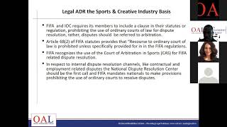 Dispute Resolution for Sports and Creative Sectors Dispute Resolution for Sports and Creative Sectors