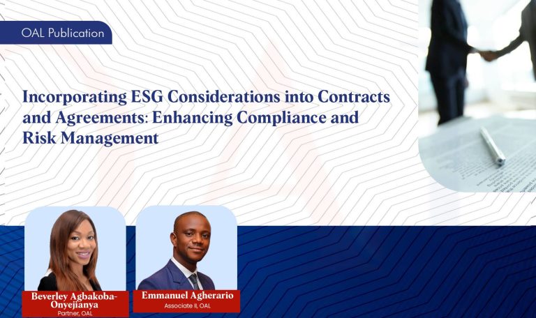 Incorporating ESG Considerations into Contracts and Agreements: Enhancing Compliance and Risk Management