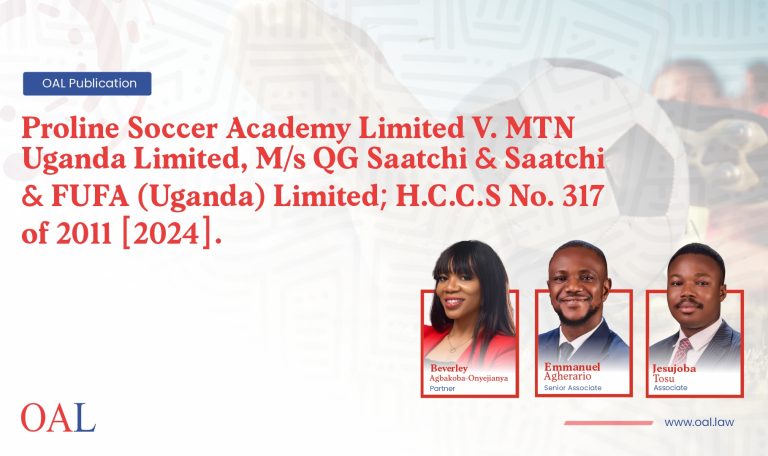 Proline Soccer Academy Limited V. MTN Uganda Limited, M/s QG Saatchi & Saatchi & FUFA (Uganda) Limited; H.C.C.S No. 317 of 2011 [2024]